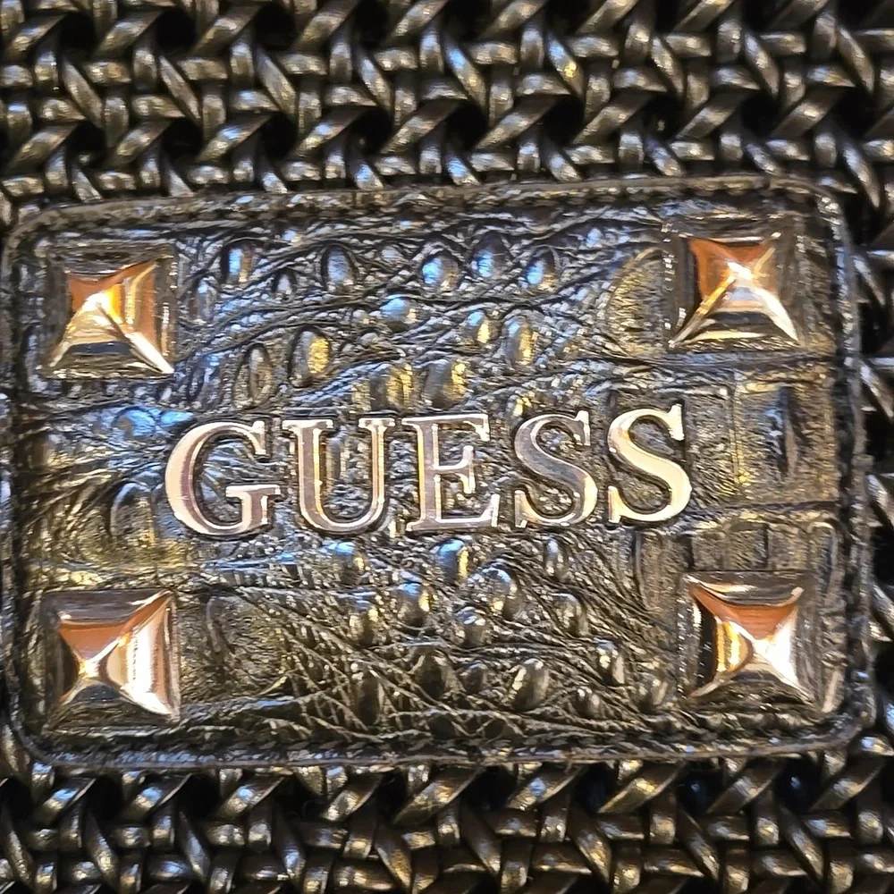 GUESS Black Woven Shoulder Bag
